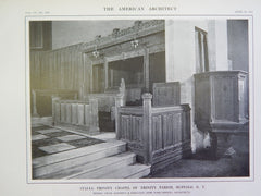 Stalls, Trinity Chapel of Trinity Parish, Buffalo, NY, 1914, Lithograph. Cram, Goodhue, & Ferguson.