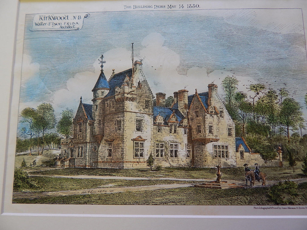 Kirkwood N.B., UK, 1880, Original Plan, Walter Lyon, Architect.