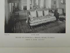 Loggia & Living Room, House of Charles L. Briggs, Miami, FL, 1919, Lithograph. Gordon E. Mayer.