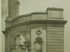 Lateral View, Richard Smith Memorial Gateway, Philadelphia, PA, 1906, Lithograph. J. H. Windrim.