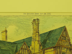 Southeast View, Huddington Court House, Huddington, England, 1881, Original Plan.