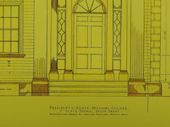 South Front, President's House, Williams College, Williamstown, MA, 1926, Original Plan. Cram & Ferguson.