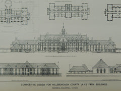 Competitive Design, Hillsborough County Farm Buildings, NH, 1894, Original Plan. Howard & Cauldwell.