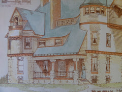 Suburban House for Mr. I. W. Allen at York, PA, 1889, Original Plan. B.F.Willis