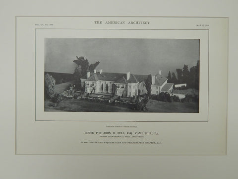 House for John R Fell, Camp Hill, PA, 1914, Lithograph. Stewardson & Page.