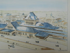 Birdseye View of Proposed Station, Springfield, MA, 1888, Original Plan. Shepley, Rutan & Coolidge.
