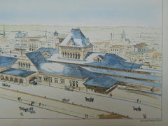 Birdseye View of Proposed Station, Springfield, MA, 1888, Original Plan. Shepley, Rutan & Coolidge.