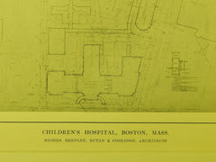 Layout, Children's Hospital, Boston, MA, 1914, Lithograph. Shepley, Rutan & Coolidge.