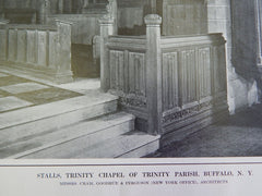 Stalls, Trinity Chapel of Trinity Parish, Buffalo, NY, 1914, Lithograph. Cram, Goodhue, & Ferguson.