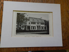 House of Mrs.A.J. Lonergan, Exterior, Cambridge,MA, Lithograph,1914. Charles R. Greco.