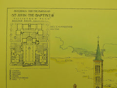 Buildings for the Parish of St. John the Baptist, Pittsburgh PA, 1901. Beezer Bros. Original