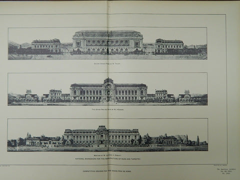 Competitive Designs, Rugs & Tapestry Workshops, Rome, Italy, 1904, Lithograph. M. Tauzin, M. Hebrard & M. Leprince.