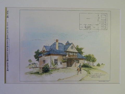 Stable for W.S. Johnson, Esq., Warwick, NY, 1894. Original Plan.  E.Q.W. Dietrich