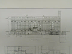 The Carroll Park Branch Library, Brooklyn, NY, 1905, Original Plan. W.B. Tubby & Bro.