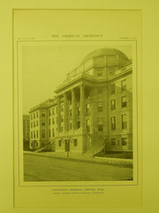 Perspective View, Children's Hospital, Boston, MA, 1914, Lithograph. Shepley, Rutan & Coolidge.