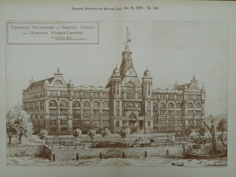 Depository for Harrod's Stores Limited in Barnes, Surrey, England, 1899. William G. Hunt