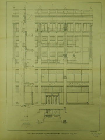 Store Building Details, Wigglesworth Estate, Boston, MA, 1901, Original Plan. R. Clipston Sturgis.