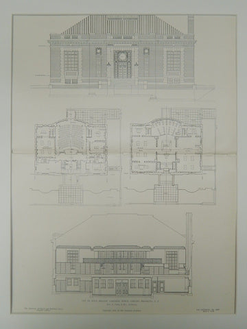 De Kalb Branch, Carnegie Public Library, Brooklyn, NY, 1905, Original Plan. Wm. B. Tubby & Bro.