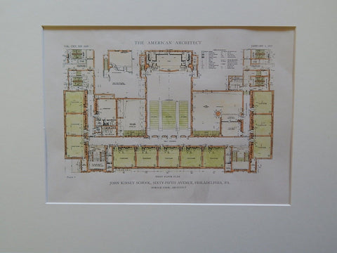 John Kinsey School, 65th Ave, Philadelphia, PA, 1919, Original Plan. Horace Cook.