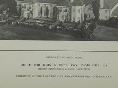 House for John R Fell, Camp Hill, PA, 1914, Lithograph. Stewardson & Page.