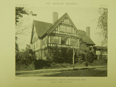 Exterior, House of Charles E. Sexton, Minneapolis, MN, 1918, Lithograph. Hewitt & Brown.