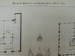 Competitive Design, American Surety Company's Building, New York, NY, 1894, Original Plan.  George Martin Huss.