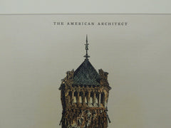 Tower of Brattle Square Church, Boston, MA, 1878, Original Plan. H.H. Richardson.