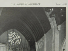 Detail of Chancel, Presbyterian Church, Glens Falls, NY, 1929, Lithograph. Cram & Ferguson.