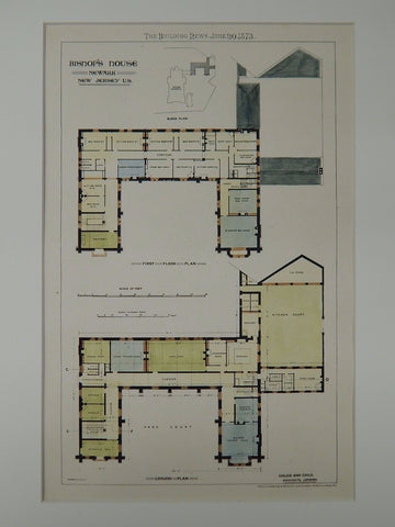 Bishop's House, Newark, NJ, 1873, Original Plan. Goldie & Child.