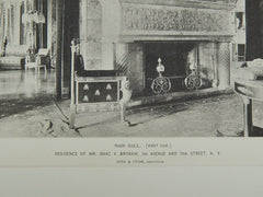 West Main Hall, Residence of Isaac V. Brokaw, New York, NY, 1891, Gelatine Print.  Rose & Stone.