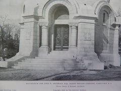 Mausoleum for John D. Archibold,ESQ, Exterior, Tarrytown, NY, 1906, Lithograph. Morris, Butler & Rodman.