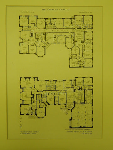 Floor Plans, Washington Court, Cambridge, MA, 1909, Original Plan. Newhall & Blevins.