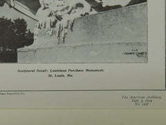 Sculptural Detail, Louisiana Purchase Monument, St. Louis, MO, 1904, Lithograph. E. L. Masqueray.
