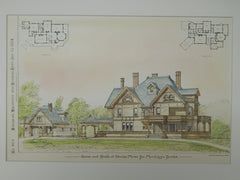House and Stable for Mrs. Lizzie Brooks, Newton, MA, 1884, Original Plan. Samuel F. Thayer.