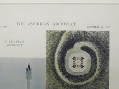 Proposed Memorial Station, Telegraph Hill, San Francisco, CA, 1918, Original Plan. A. Leo Ellis.