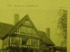 Exterior, House of Charles E. Sexton, Minneapolis, MN, 1918, Lithograph. Hewitt & Brown.