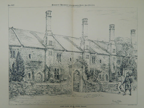Restored Houses, Vicar's Close, Wells, Somerset, England, 1894, Original Plan.