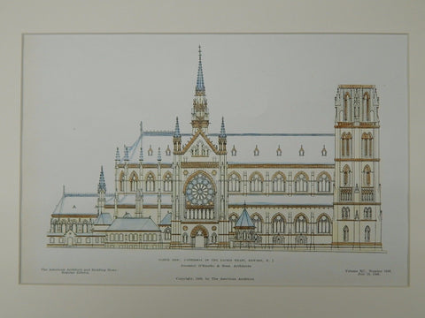 North Side, Cathedral of the Sacred Heart, Newark, NJ, 1906, Original Plan. Jeremiah O'Rourke & Sons.