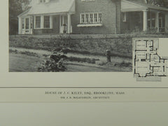 House of J. C. Kiley, Esq., Brookline, MA, 1914, Lithograph.  J. E. McLaughlin.