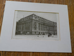 United States Custom House, NW View, NY, 1906,Lithograph. C. Gilbert.