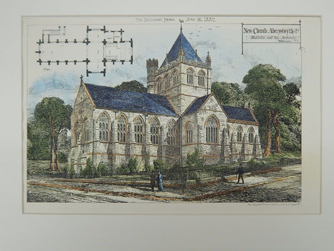 New Church, Aberystwyth, West Wales, UK, 1882, Original Plan. Middleton & Son.