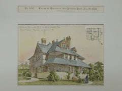 House for Wm. H. Jewett, Esq., Montclair, NJ, 1884, Original Plan. Alex F. Oakley.