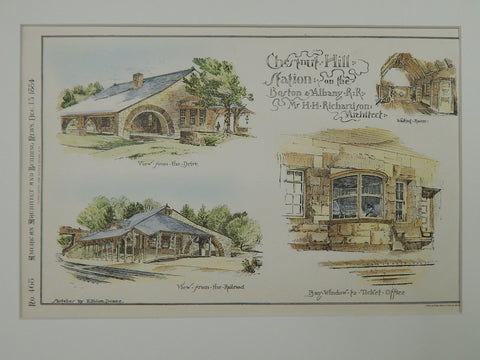 Chestnut Hill Station, Boston & Albany RR, Chestnut Hill, MA, 1884. Orig Plan.