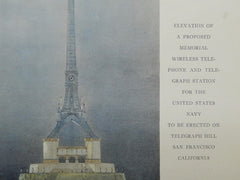 Proposed Memorial Station, Telegraph Hill, San Francisco, CA, 1918, Original Plan. A. Leo Ellis.