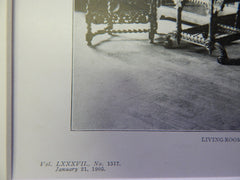 Living Room,House of Paul Tuckerman,115 E.69th,NY,1905, Lithograph. Hoppin & Koen.