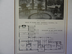 House of Elmer Grey #1 & Bungalow of Julius Seyler, Pasadena,CA, Lithograph,1914. Grey.