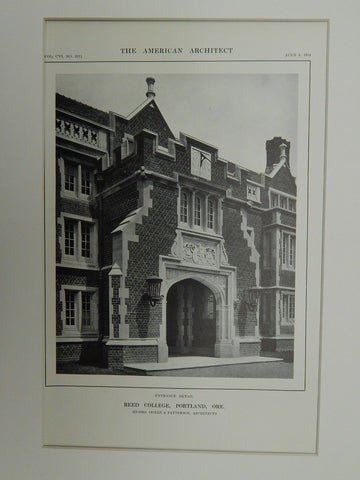 Entrance Detail, Reed College, Portland, OR, 1914. Lithograph. Doyle & Patterson.