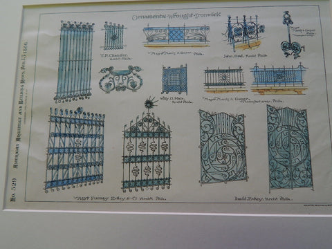 Ornamental Wrought Ironwork, Various Architects, 1886, Original Plan.