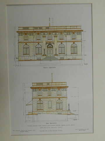 United States Post Office and Court House, Ogden, UT, 1905. Original Plan. Taylor.
