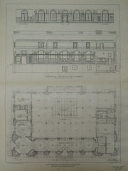 Plan and Sections, U.S. Post Office, Oakland, CA, 1901, Original Plan. James Knox Taylor.